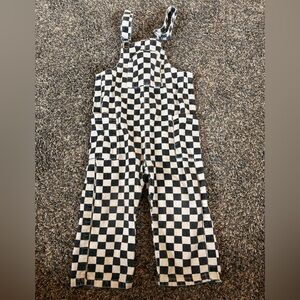 Vintage Little Trouble Black & White Checkered Corduroy Overalls